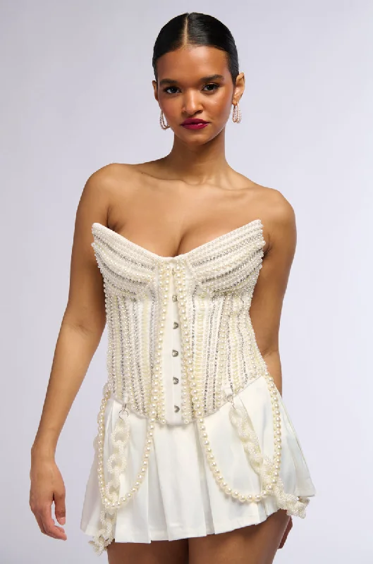 women's tops for those who love to dress up their casual looks with stylish topsGOOD GIRL GONE BAD PEARL CORSET