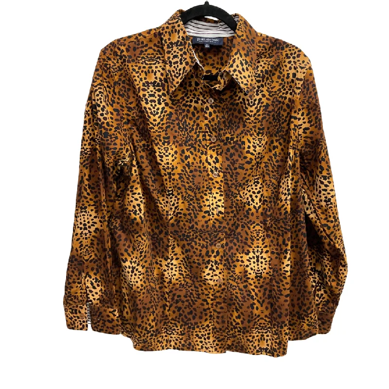 women's tops with flutter sleevesTop Long Sleeve By Jones New York In Leopard Print, Size: 1x