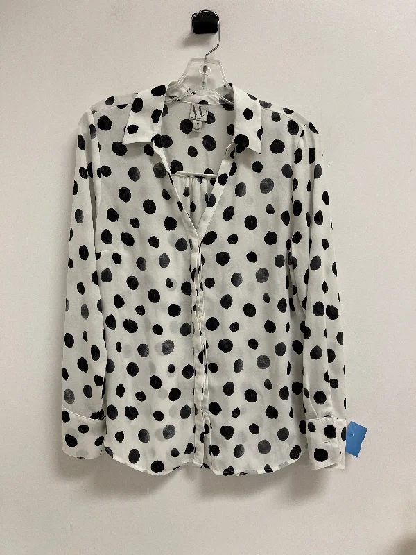 women's tops for summer festivalsTop Long Sleeve By Worthington In Polkadot Pattern, Size: M