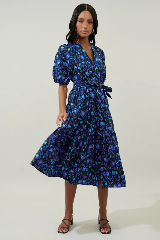 women's body-skimming dressesZorya Floral Wynette Tiered Midi Dress