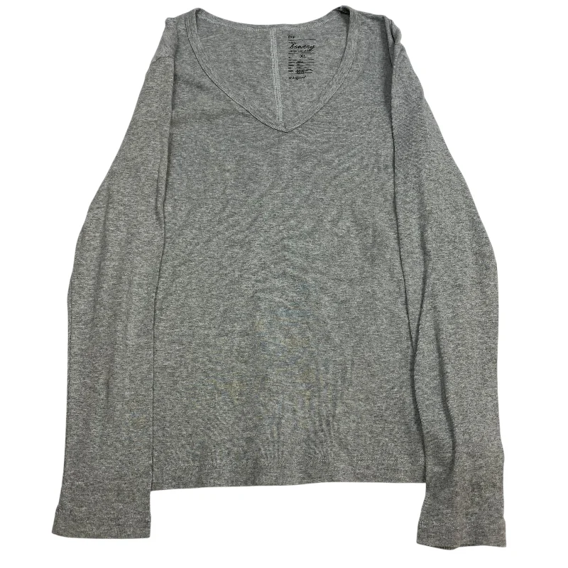 women's tops with cold-shoulder cuts and lace detailingTop Long Sleeve Basic By Gap In Grey, Size: Xl