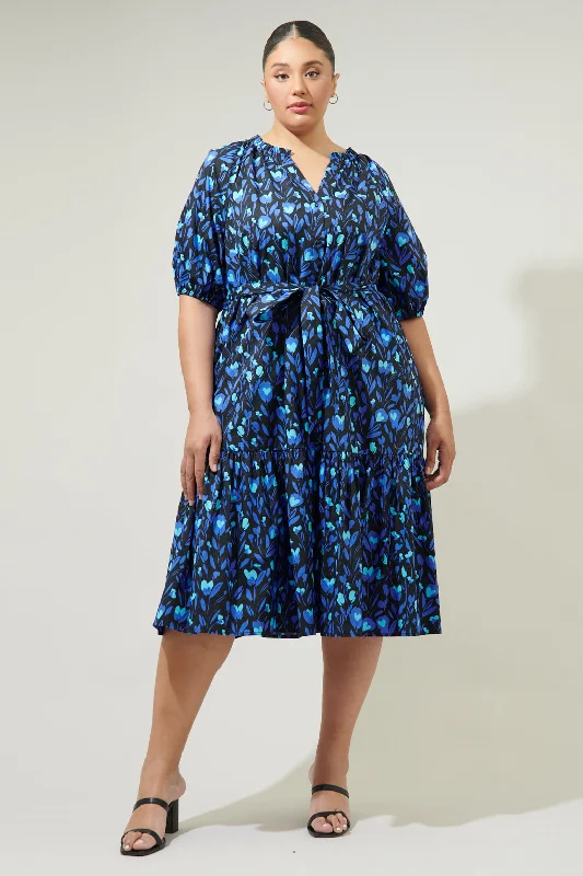 women's empire-line dressesZorya Floral Wynette Tiered Midi Dress Curve