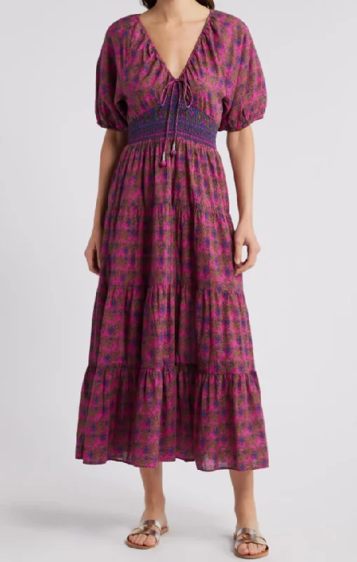 women's sustainable dressesAmyra Block Print Midi