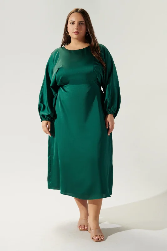 women's eco-friendly dressesChateau Satin Dolman Sleeve Midi Dress Curve