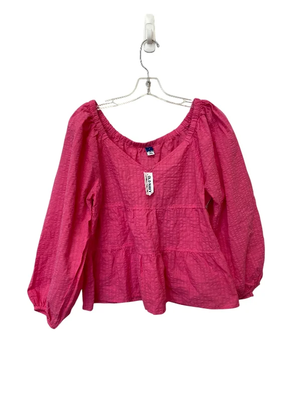 lace women's topsTop Long Sleeve By Old Navy In Pink, Size: M