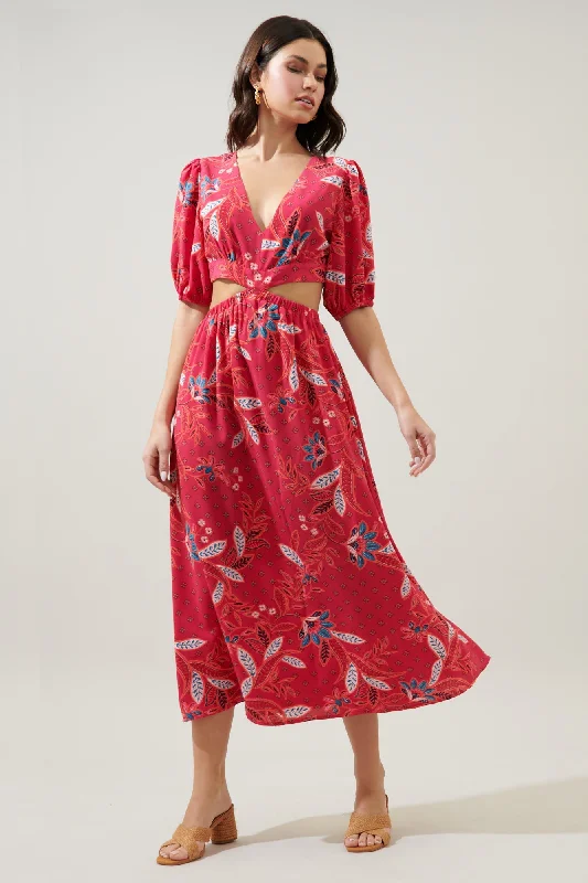 women's unique dressesSable Paisley Terranea Cut Out Midi Dress