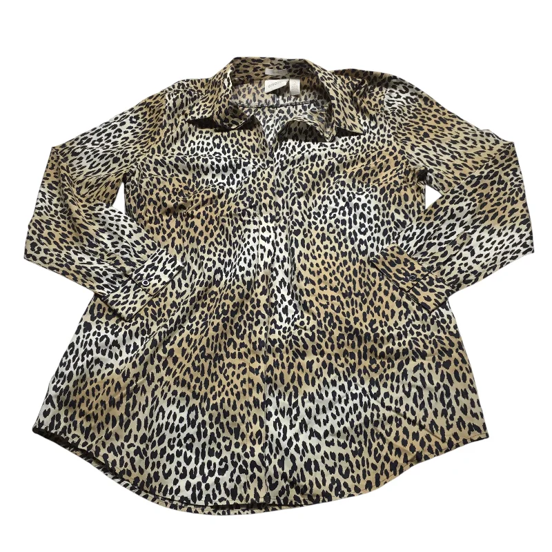 women's tops with geometric patternsTop Long Sleeve By Chicos In Animal Print, Size: L