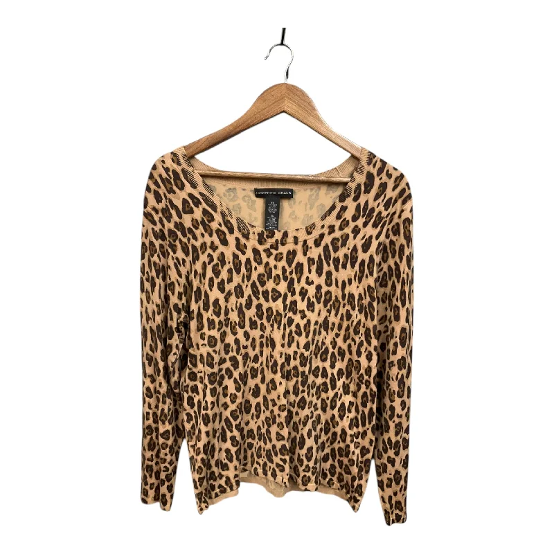 women's tops for cozy nights inTop Long Sleeve By Josephine Chaus In Animal Print, Size: Xl