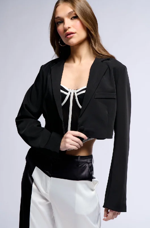 women's coats with sequin embellishmentsCLASSIC CROP BLAZER IN BLACK