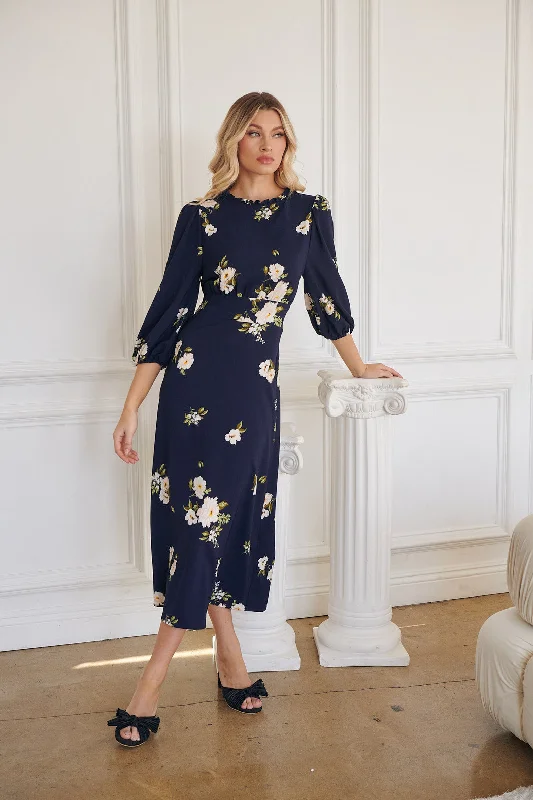 Peplum Hem DressArlene Floral Smocked Midi Dress