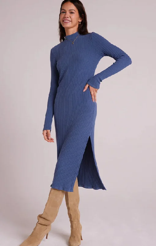 women's vacation dressesMock Neck Midi Knit Dress