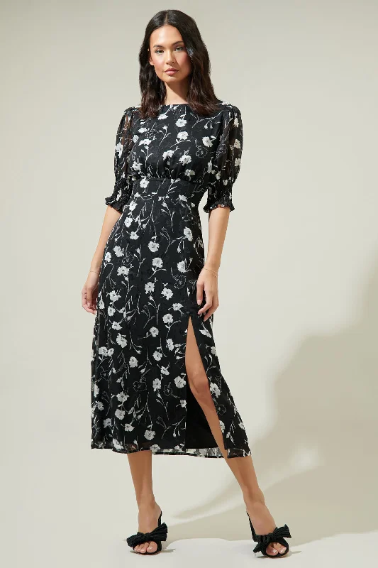 women's wrinkle-resistant dressesMarilu Floral Showoff Smocked Waist Midi Dress