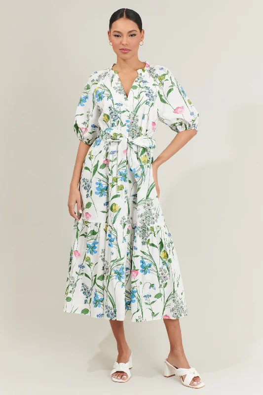 Glitter DressClove Garden Floral Wynette Tiered Midi Dress