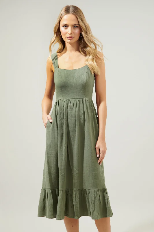 women's maxi dressesSunnyvale Linen Jumper Midi Dress