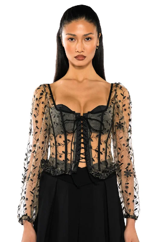 plus-size women's topsVEN AQUI LACE UP CORSET TOP