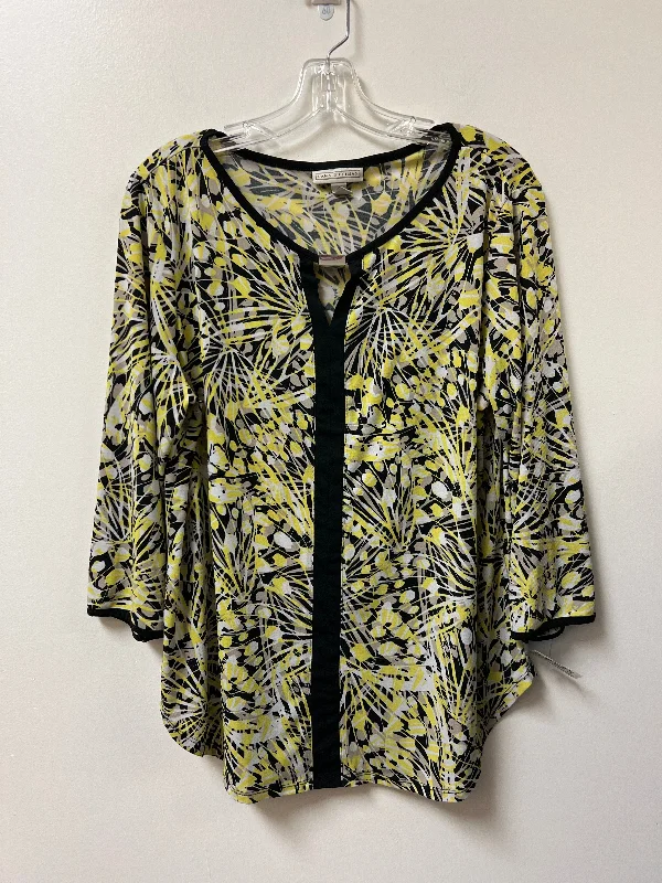 women's tops for those who want to wear versatile pieces that can be dressed up or downTop Long Sleeve By Dana Buchman In Black & Yellow, Size: Xl