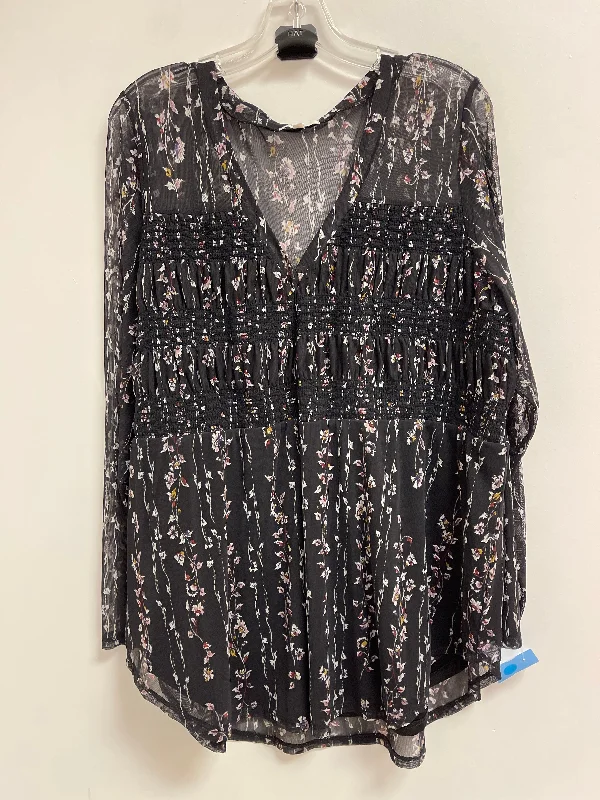 women's tops in solid colorsTop Long Sleeve By Maurices In Floral Print, Size: 3x