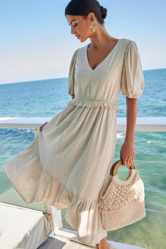 Pastel DressSaint Tropez Millie Puff Sleeve Midi Dress