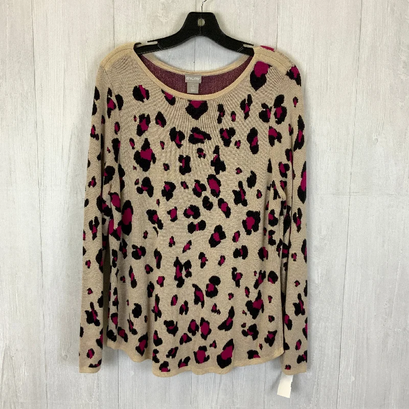 women's tops for those who want to stay warm and stylish during colder weatherTop Long Sleeve By Chicos In Leopard Print, Size: L