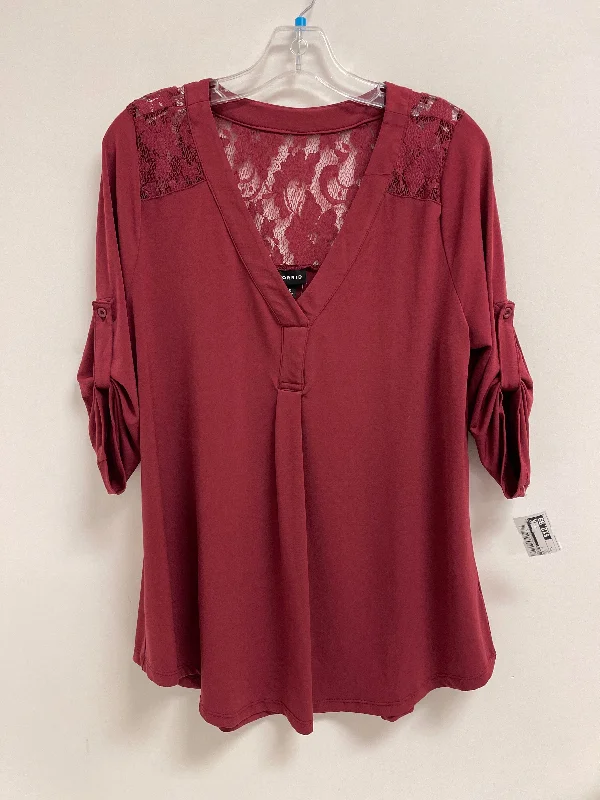 women's tops with sheer overlaysTop Long Sleeve By Torrid In Red, Size: L