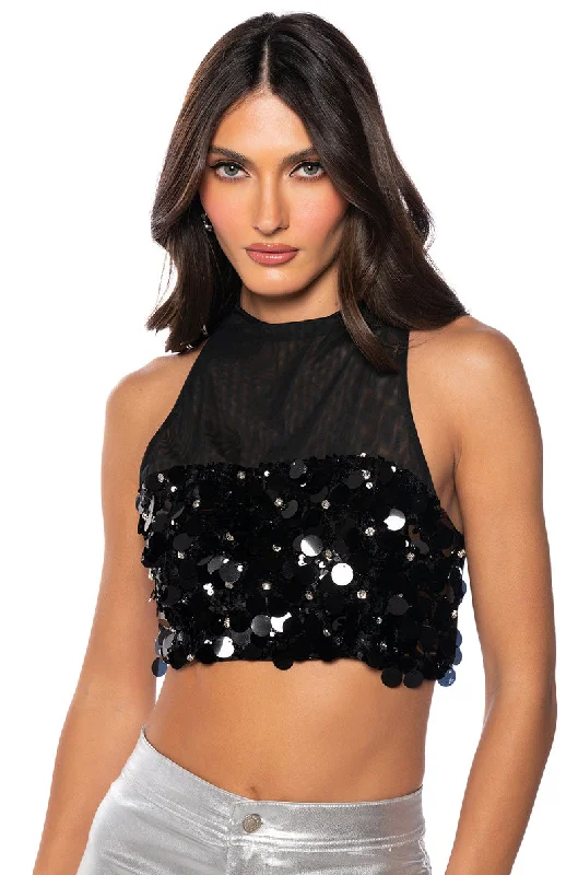 women's tops made from cottonLOLA EMBELLISHED MESH TOP