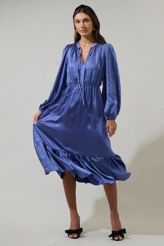 women's club dressesAlexia Satin Balloon Sleeve Midi Dress