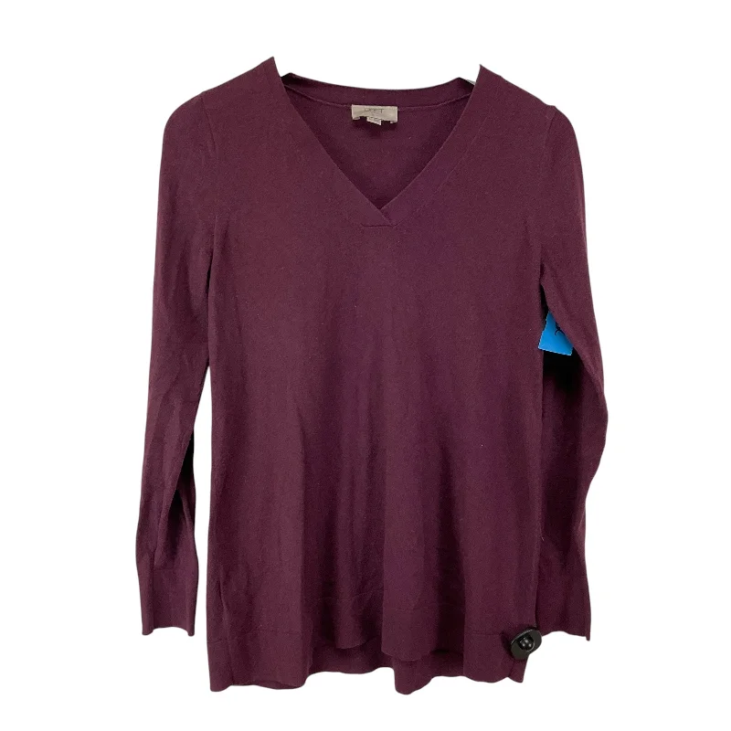 women's tops with beading accentsTop Long Sleeve Basic By Loft In Purple, Size: S