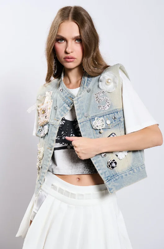 women's coats with floral printsALL STARS DENIM VEST