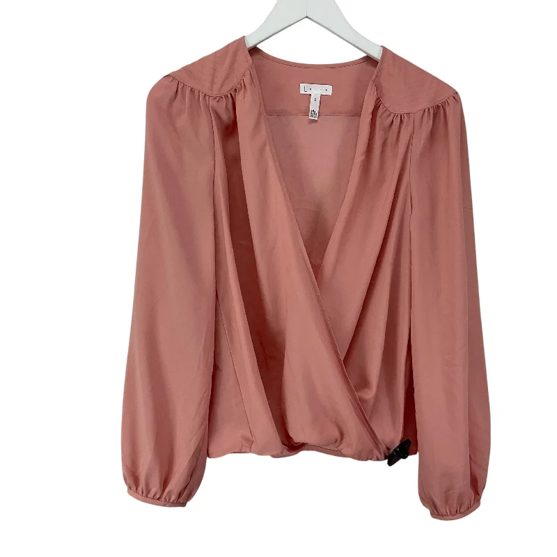 women's tops with asymmetrical designsTop Long Sleeve By Leith In Pink, Size: S