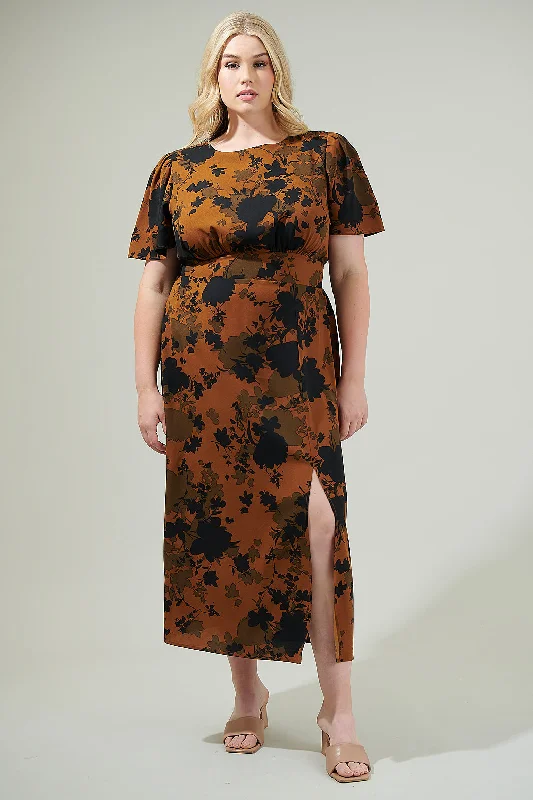 women's cocktail dressesSandy Floral Bloom Midi Dress Curve