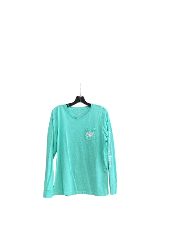 women's tops for relaxed weekendsTop Long Sleeve By Vineyard Vines In Blue & Green, Size: M