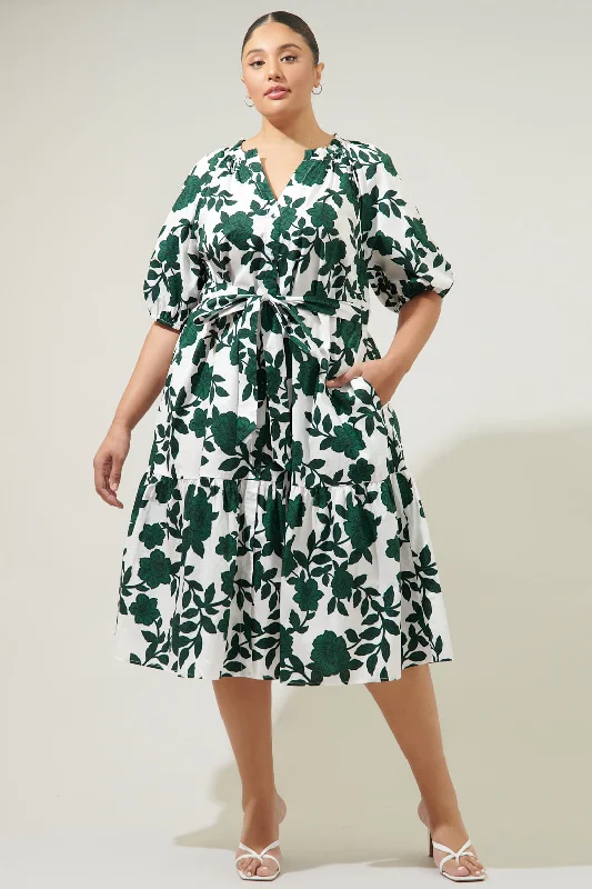 women's chiffon dressesKane Floral Wynette Tiered Midi Dress Curve