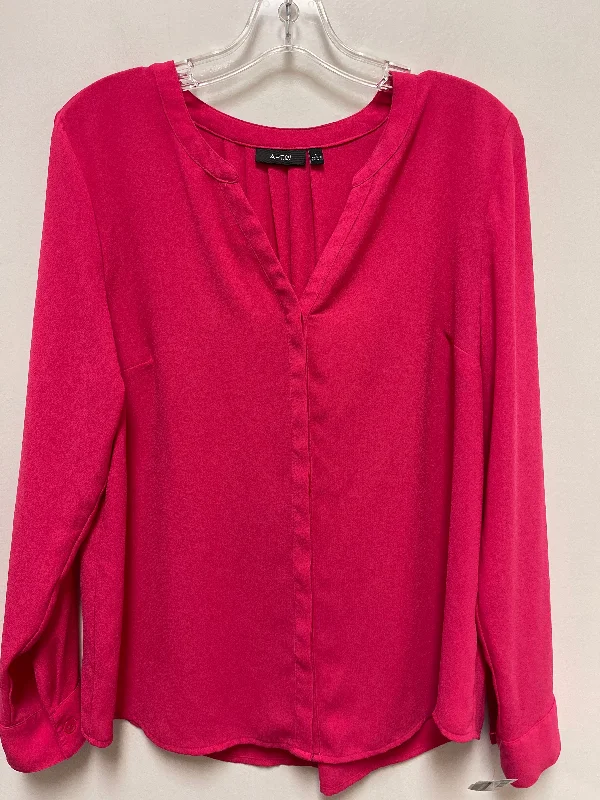 women's tops for those who love to shop for unique findsTop Long Sleeve By Apt 9 In Pink, Size: L