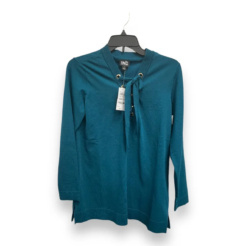 women's tops for those who appreciate subtle and muted tonesTop Long Sleeve Basic By Inc In Blue, Size: S