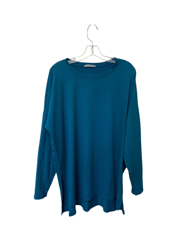 women's tops for business casual attireTop Long Sleeve Basic By Zenana Outfitters In Blue, Size: Xl