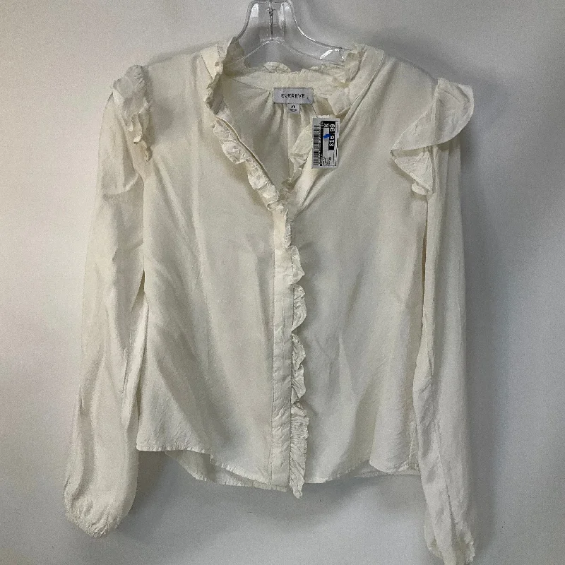 women's tops with lace-up frontsTop Long Sleeve By Evereve In Cream, Size: Xs