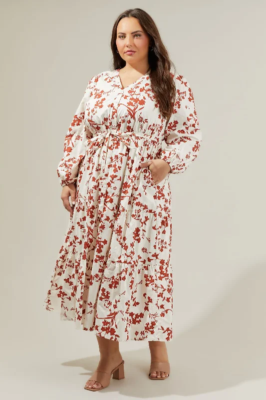 Lace DressGarnet Floral Midi Dress Curve