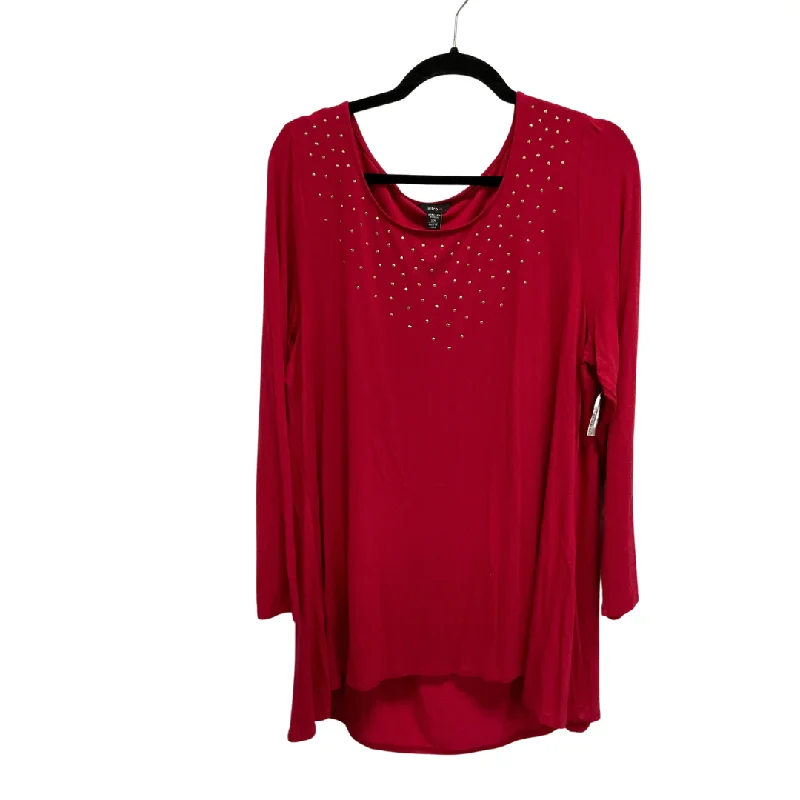 women's tops for smart casual looksTop Long Sleeve By Intro In Red, Size: 2x