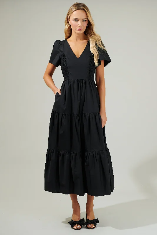 women's high-low dressesAlexis Poplin Tiered Midi Dress