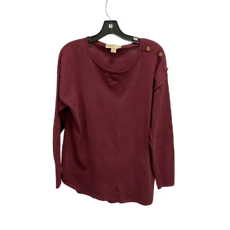 women's tops for beach outingsTop Long Sleeve Basic By Michael By Michael Kors In Maroon, Size: L