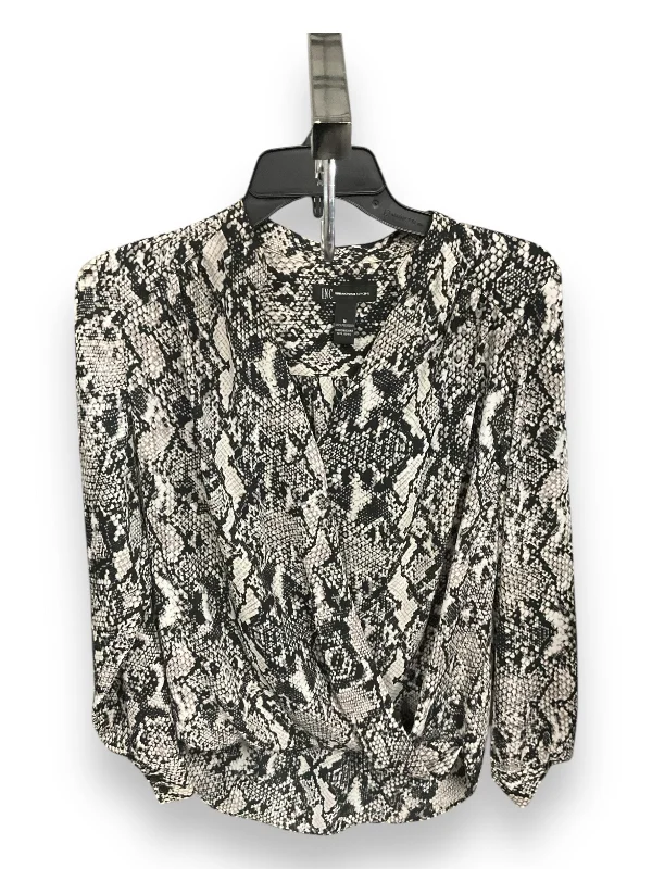 women's tops for those who love to dress up their casual looks with stylish topsTop Long Sleeve By Inc In Snakeskin Print, Size: S