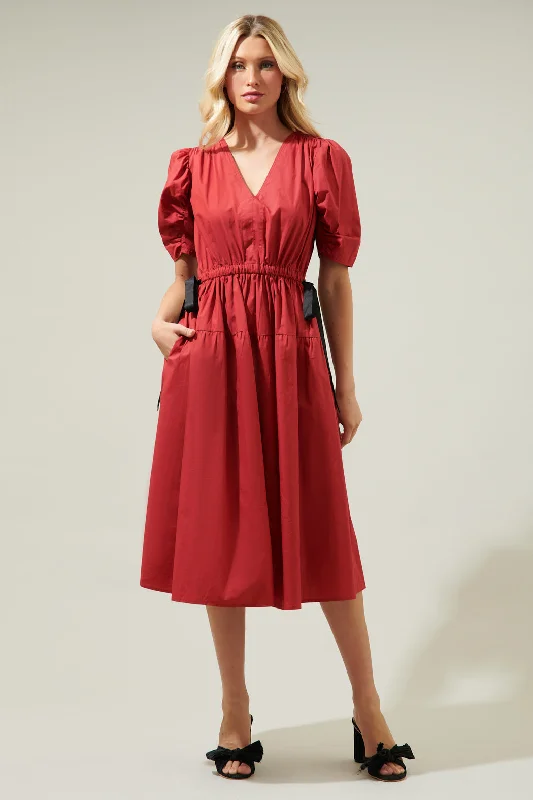 Spaghetti Strap DressMarbrissa Mutton Sleeve Midi Dress