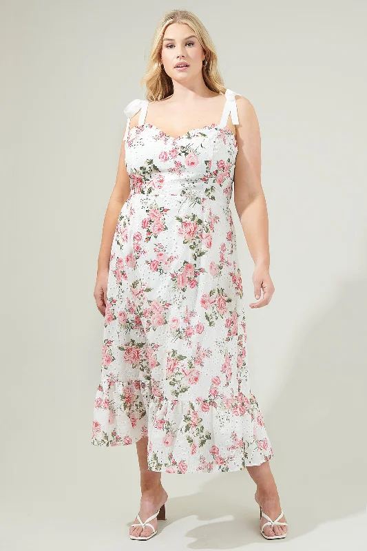 Floral DressVilla Garden Eyelet Midi Dress Curve