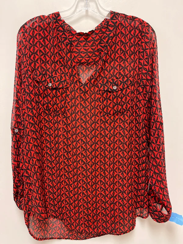 women's tops for black-tie affairsTop Long Sleeve By Two By Vince Camuto In Black & Red, Size: M