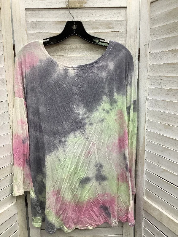 women's tops with ruffled hemsTop Long Sleeve By Simply Southern In Tie Dye Print, Size: Xl