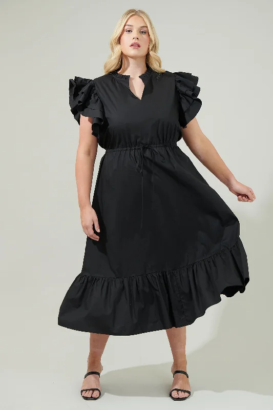 Bow-Tie DressMiley Dillan Midi Ruffle Dress Curve