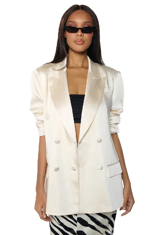 modern women's coatsBELMOND SATIN OVERSIZED DRESSY BLAZER