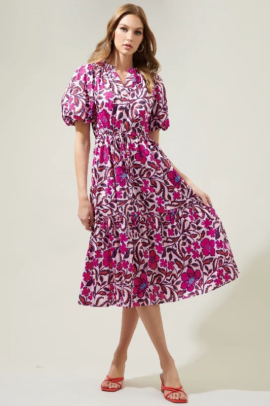 Glamour DressAubrey Floral Ginny Bubble Sleeve Midi Dress