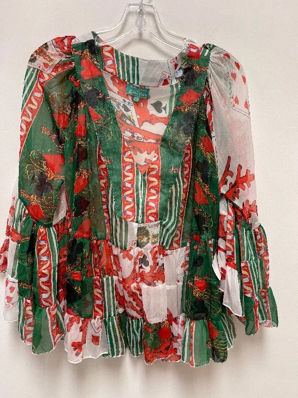 women's tops with bell sleevesTop Long Sleeve By Clothes Mentor In Green & Red, Size: Onesize