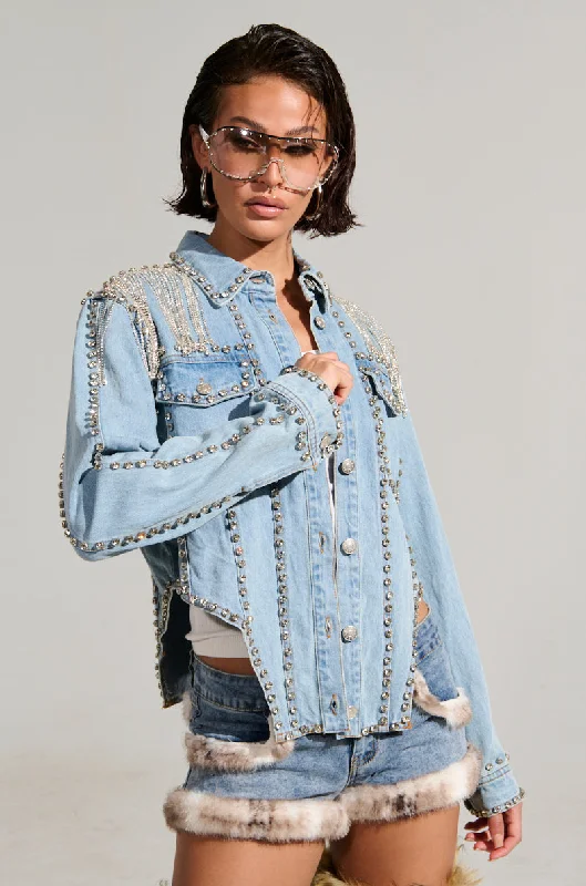 women's coats for fashion-forward individualsCARLIS DISTRICT COWGIRLS BLING DENIM JACKET